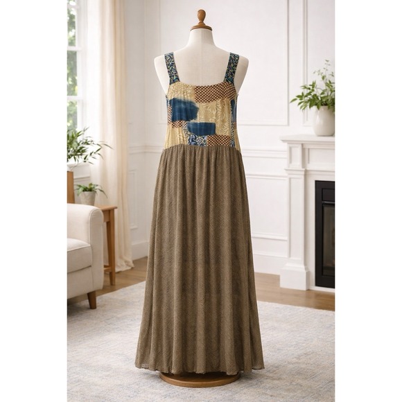 VTG Carol Anderson Sleeveless Patchwork Cottagecore Festival XL Maxi Dress EE57 - Picture 2 of 10